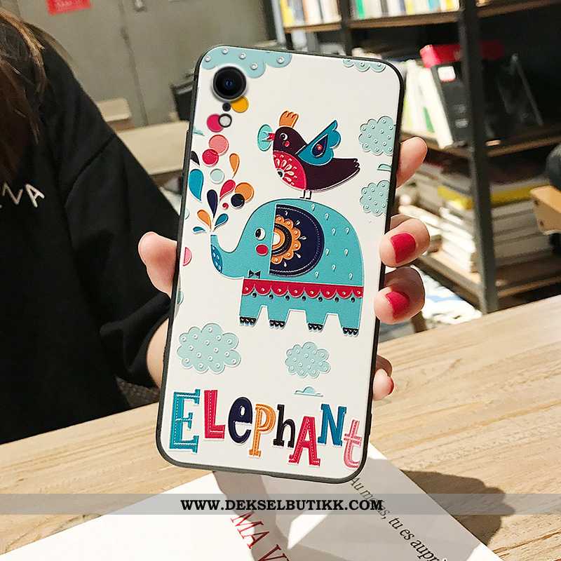 Deksel iPhone Xr Relieff Mobiltelefon Silikon Nubuck Grønn, Etui iPhone Xr Cartoon Salg