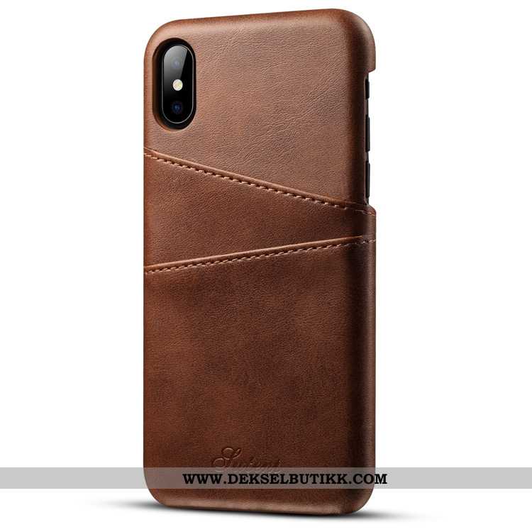 Deksel iPhone Xs Max Beskyttelse Etui Lommebok Mønster Brun, iPhone Xs Max Skinndeksel Billig