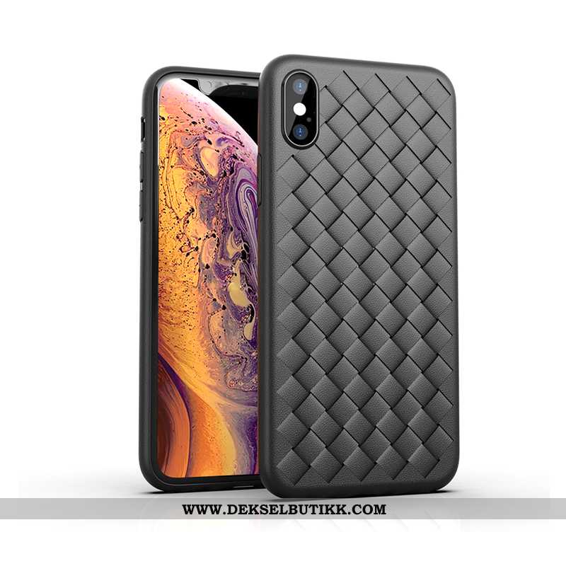 Deksel iPhone Xs Max Kreativ Anti-fall Flettet Trend Svart, Etui iPhone Xs Max Skinn Lær Tilbud