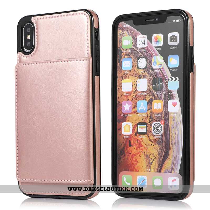 Deksel iPhone Xs Max Lommebok Rosa Kort Veske Kreativ, Etui iPhone Xs Max Skinndeksel Rabatt