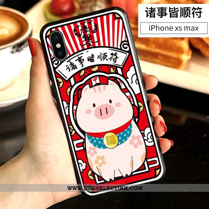 Deksel iPhone Xs Max Silikon Cartoon Kreativ Hvitt, Etui iPhone Xs Max Av Personlighet Butikk