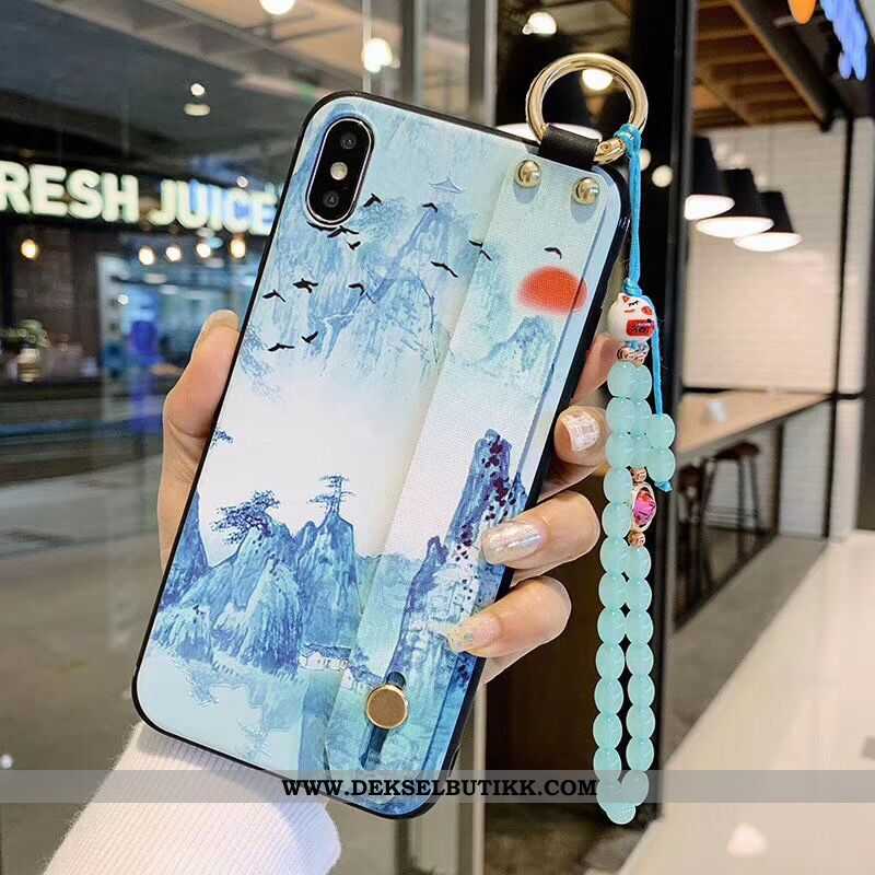 Deksel iPhone Xs Max Vintage Mobiltelefon Kinesisk Stil Etui Blå, iPhone Xs Max Elegante Til Salgs