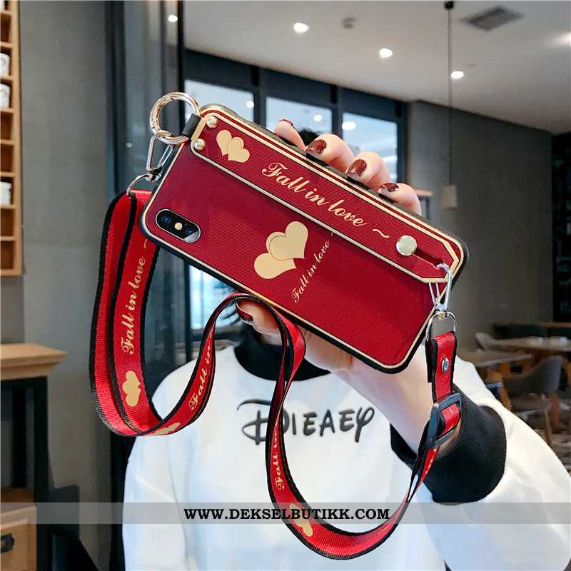 Deksel iPhone Xs Silikon Cartoon Rød Net Red, Etui iPhone Xs Hengende Ornamenter Billige