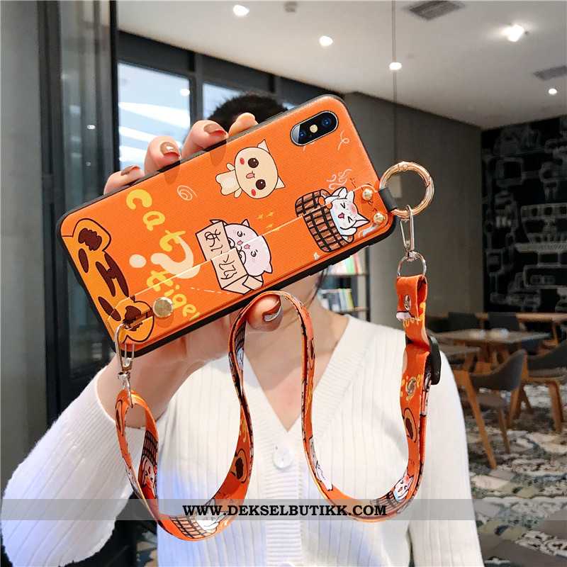 Deksel iPhone Xs Silikon Cartoon Rød Net Red, Etui iPhone Xs Hengende Ornamenter Billige