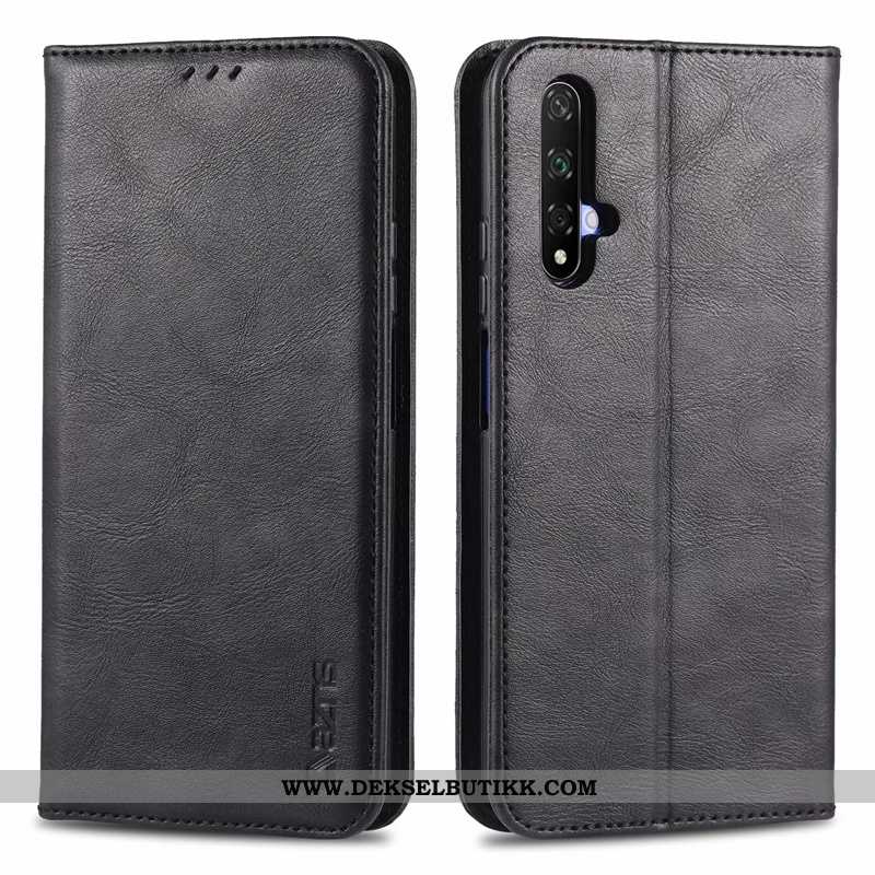 Etui Honor 20 Beskyttelse Folio Anti-fall High End Svart, Deksel Honor 20 Skinndeksel Tilbud