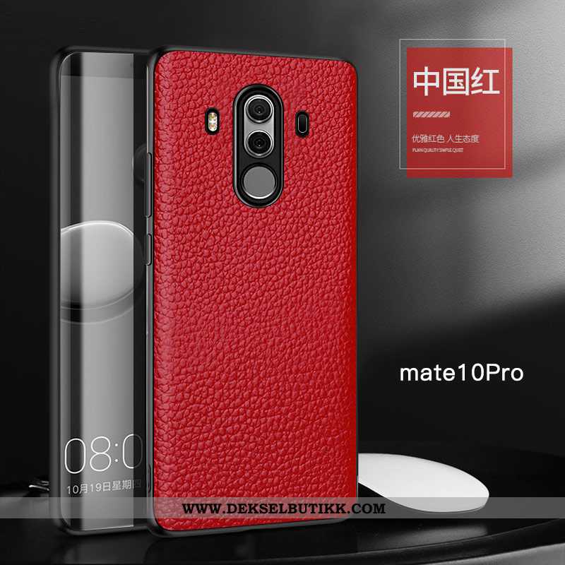 Etui Huawei Mate 10 Pro Skinn Lær Anti-fall Alt Inkludert High End Rød, Deksel Huawei Mate 10 Pro Be