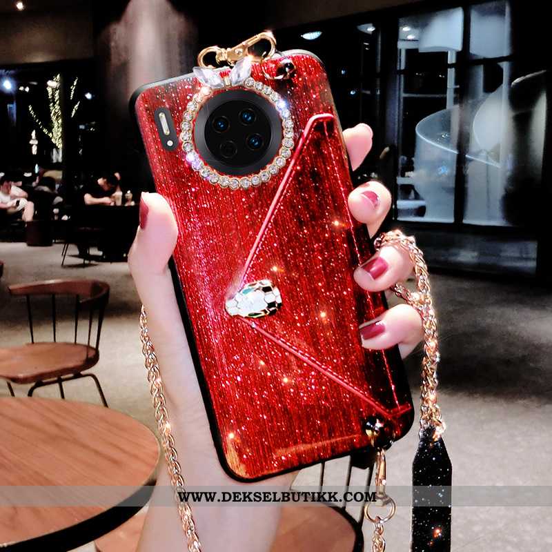 Etui Huawei Mate 30 Pro Lommebok Anti-fall Silikon Med Strass Grønn, Deksel Huawei Mate 30 Pro Trend