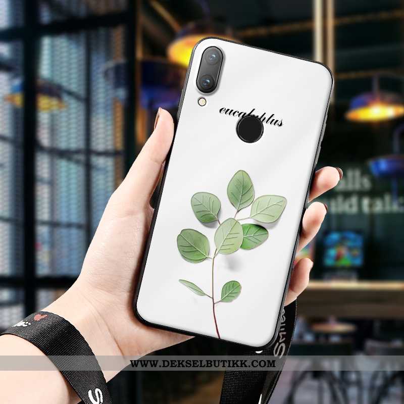 Etui Huawei P Smart 2020 Nubuck Blomster Nye Hvit Hvitt, Deksel Huawei P Smart 2020 Relieff Tilbud