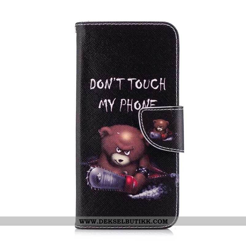 Etui Huawei P Smart Skinndeksel Farge Malt Folio Deksel Svart, Huawei P Smart Cartoon Tilbud