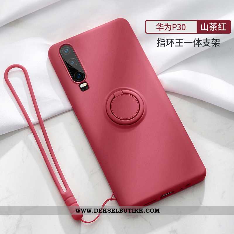 Etui Huawei P30 Beskyttelse Anti-fall Ring Tynne Rød, Deksel Huawei P30 Nubuck Billige