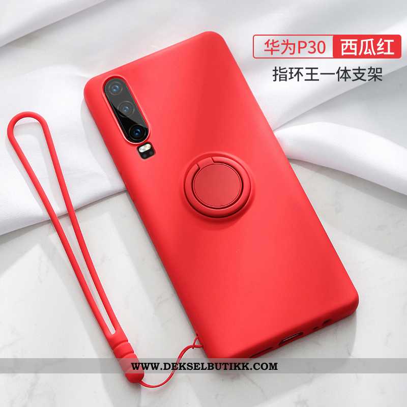 Etui Huawei P30 Beskyttelse Anti-fall Ring Tynne Rød, Deksel Huawei P30 Nubuck Billige