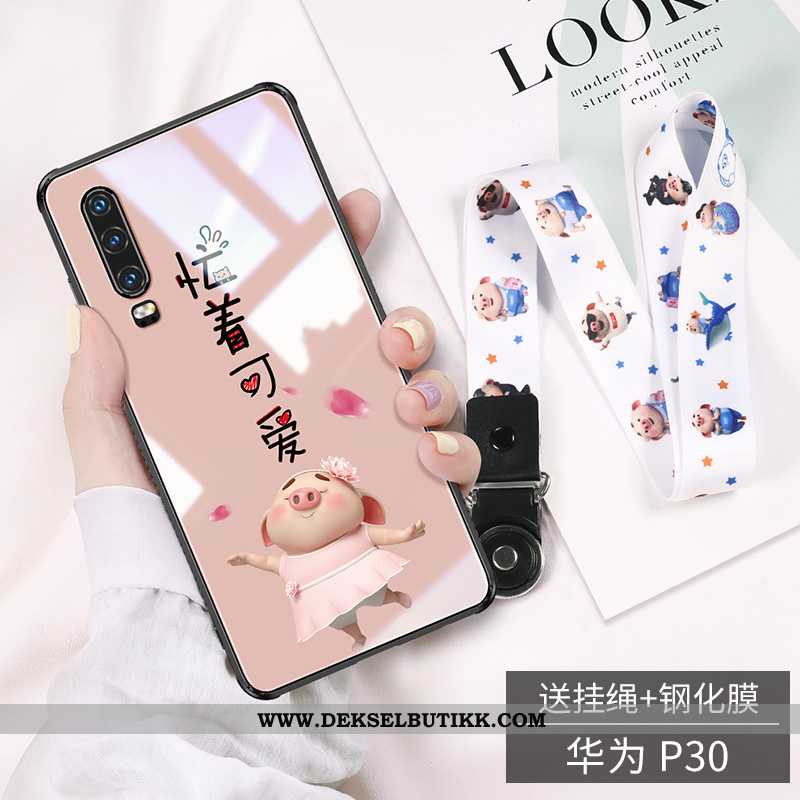 Etui Huawei P30 Cartoon Deksel Tynne Rosa, Huawei P30 Vakker Kjøpe