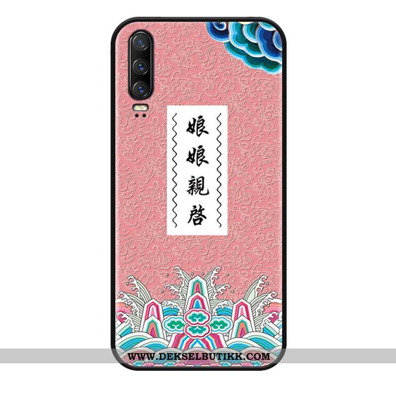 Etui Huawei P30 Hengende Ornamenter Morsomt Relieff Nubuck Gul, Deksel Huawei P30 Av Personlighet På