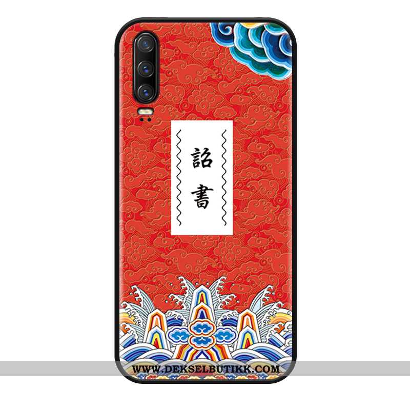 Etui Huawei P30 Hengende Ornamenter Morsomt Relieff Nubuck Gul, Deksel Huawei P30 Av Personlighet På