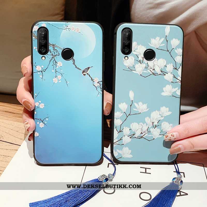 Etui Huawei P30 Lite Relieff Anti-fall Tynne Blå, Deksel Huawei P30 Lite Vintage Billig