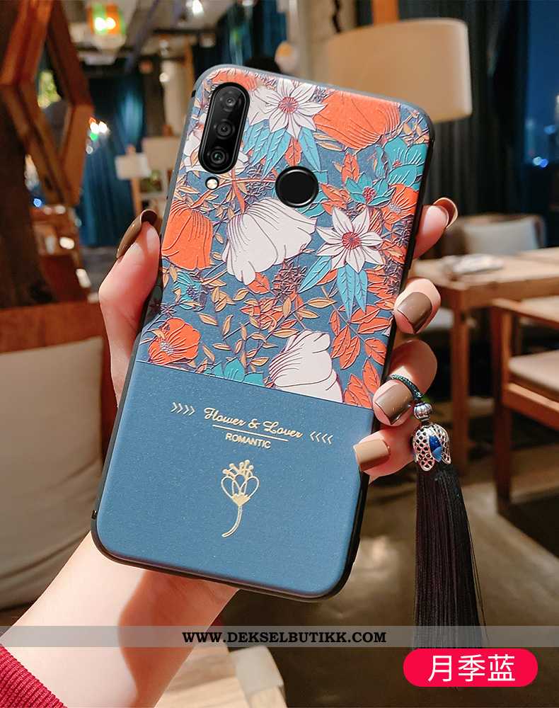 Etui Huawei P30 Lite Relieff Anti-fall Tynne Blå, Deksel Huawei P30 Lite Vintage Billig