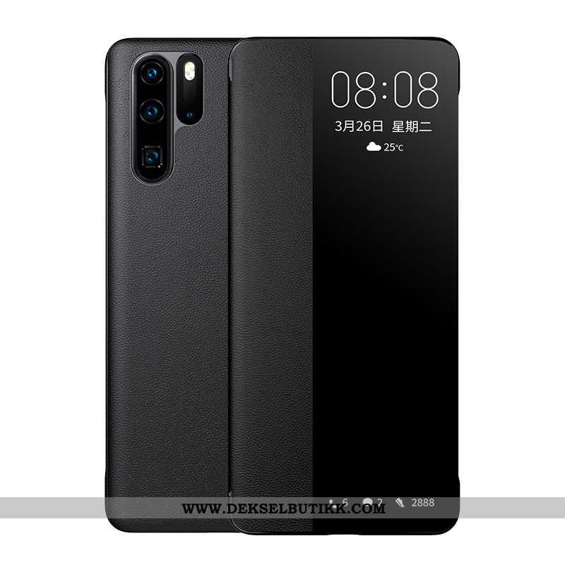 Etui Huawei P30 Pro Skinn High End Clamshell Anti-fall Mørkeblå, Deksel Huawei P30 Pro Beskyttelse T