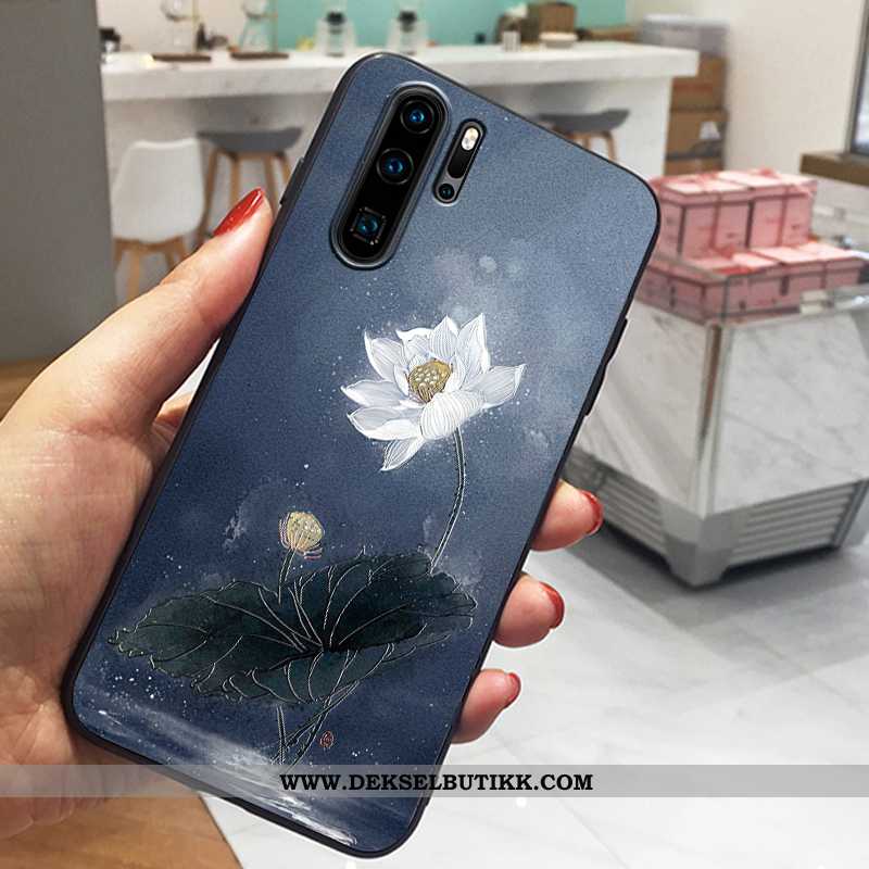 Etui Huawei P30 Pro Tynne Trend Kreativ Relieff Mørkeblå, Deksel Huawei P30 Pro Myke Tilbud