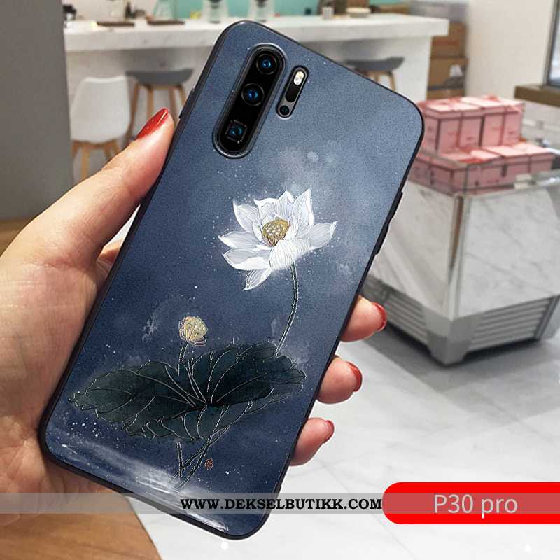 Etui Huawei P30 Pro Tynne Trend Kreativ Relieff Mørkeblå, Deksel Huawei P30 Pro Myke Tilbud