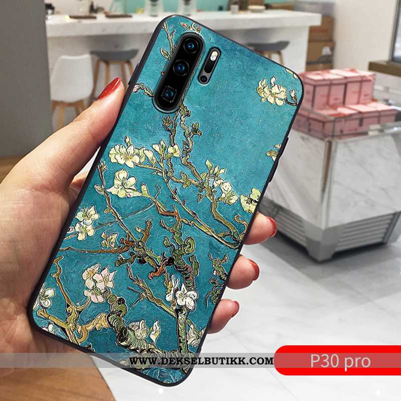 Etui Huawei P30 Pro Tynne Trend Kreativ Relieff Mørkeblå, Deksel Huawei P30 Pro Myke Tilbud