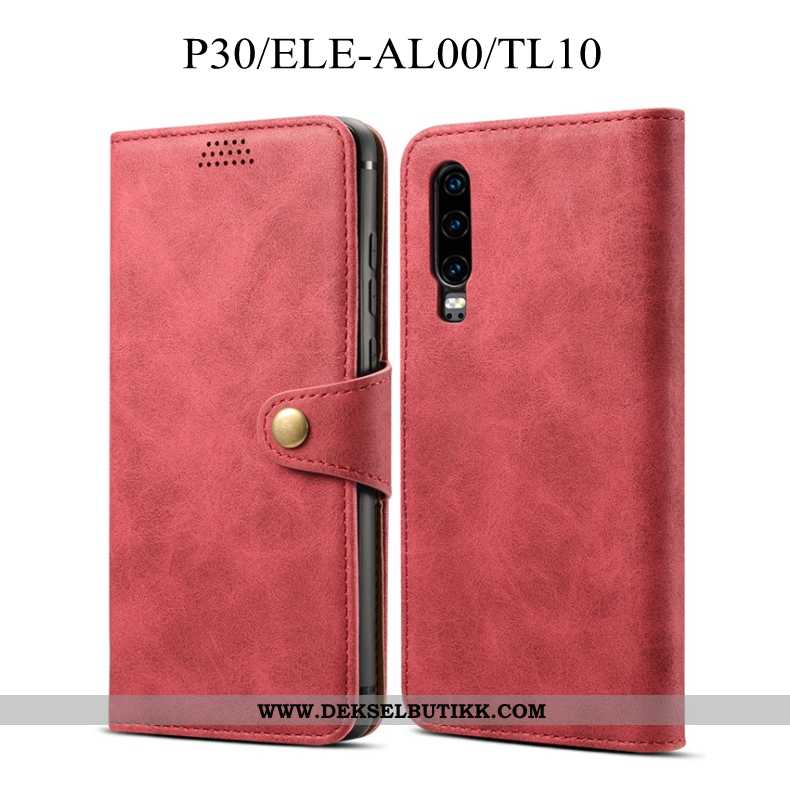 Etui Huawei P30 Skinndeksel Alt Inkludert Anti-fall Folio Rød, Deksel Huawei P30 Myke Rabatt