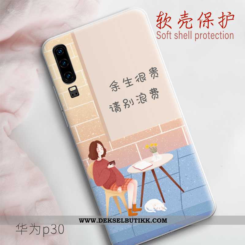 Etui Huawei P30 Tynne Anti-fall Vakker Hvitt, Deksel Huawei P30 Myke Rabatt