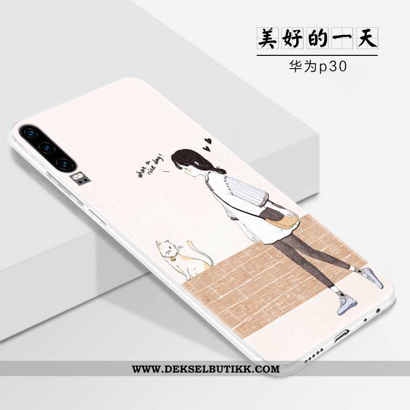 Etui Huawei P30 Tynne Anti-fall Vakker Hvitt, Deksel Huawei P30 Myke Rabatt