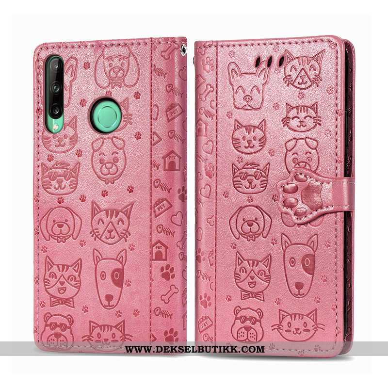 Etui Huawei P40 Lite E Relieff Folio Rosa Monokrom, Deksel Huawei P40 Lite E Cartoon Kjøpe