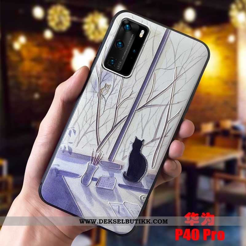 Etui Huawei P40 Pro Nubuck Sklisikre Katt Cartoon Lilla, Deksel Huawei P40 Pro Av Personlighet Tilbu