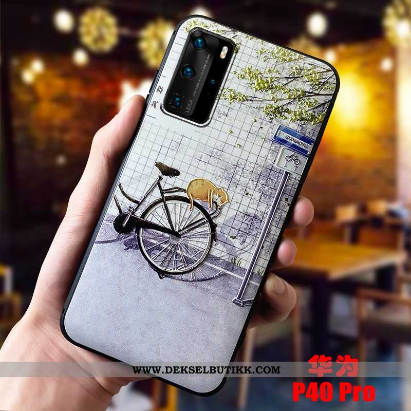 Etui Huawei P40 Pro Nubuck Sklisikre Katt Cartoon Lilla, Deksel Huawei P40 Pro Av Personlighet Tilbu