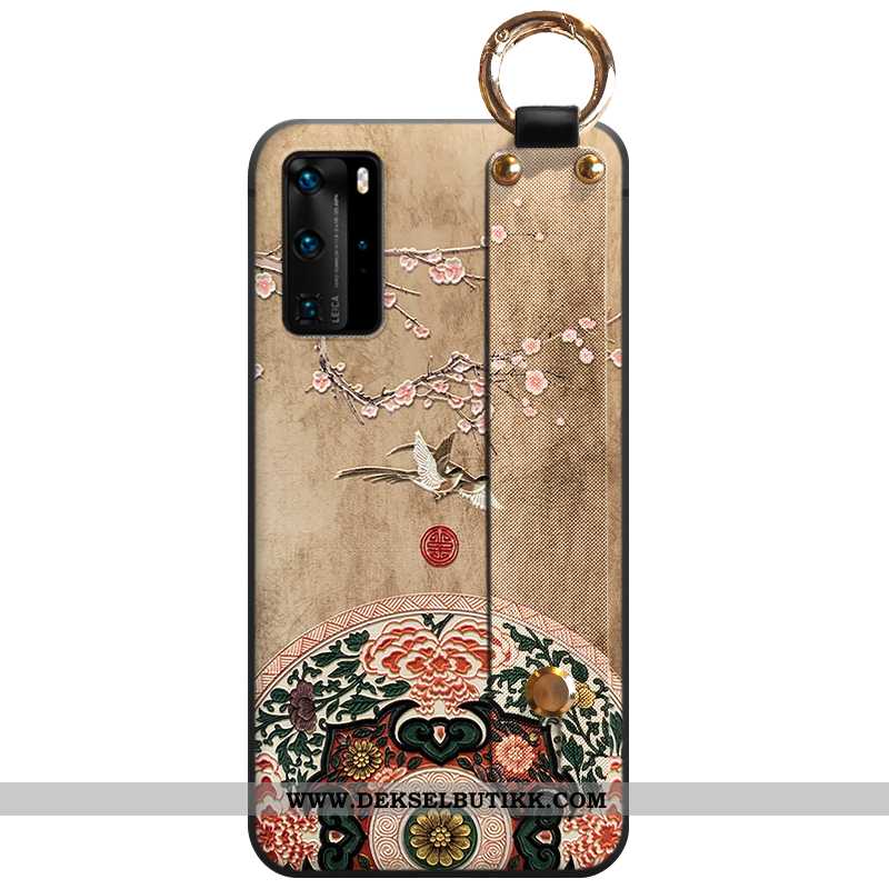 Etui Huawei P40 Pro Relieff Anti-fall Net Red Støtte Beige, Deksel Huawei P40 Pro Myke På Nett