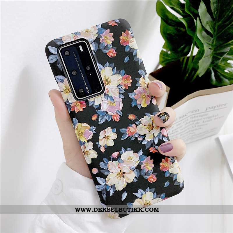 Etui Huawei P40 Pro Relieff Oljemaleri Enkel Deksel Gul, Huawei P40 Pro Trend Butikk