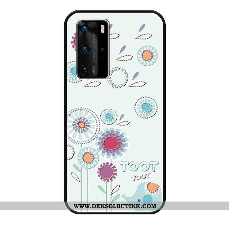 Etui Huawei P40 Pro Relieff Silikon Løvetann Grønn, Deksel Huawei P40 Pro Cartoon Butikk