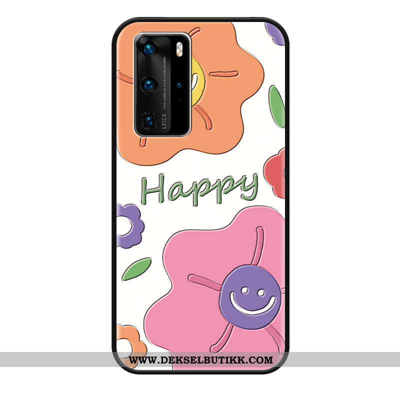 Etui Huawei P40 Pro Silikon Relieff Myke Hvit Rosa, Deksel Huawei P40 Pro Beskyttelse Tilbud