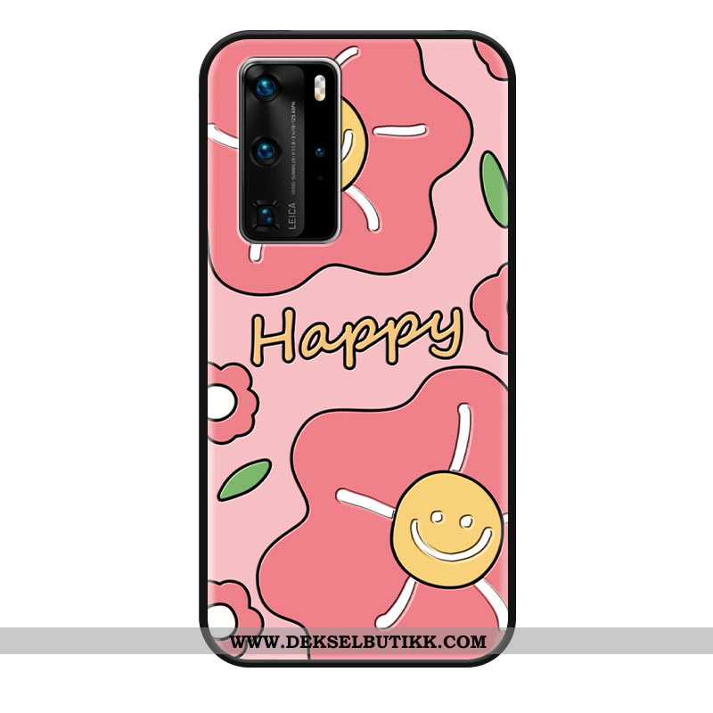 Etui Huawei P40 Pro Silikon Relieff Myke Hvit Rosa, Deksel Huawei P40 Pro Beskyttelse Tilbud