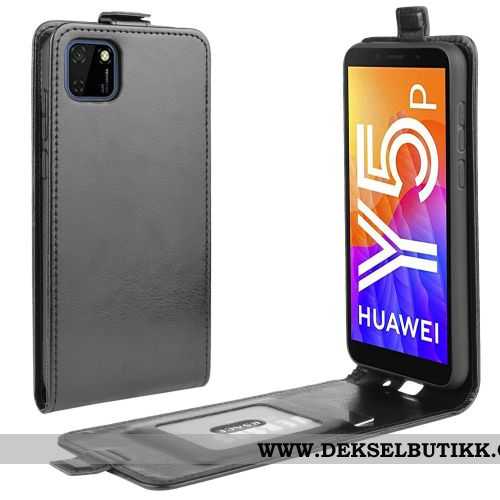 Etui Huawei Y5p Skinn Lær Business Folio Mobiltelefon Svart, Deksel Huawei Y5p Beskyttelse Til Salgs