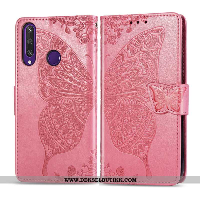 Etui Huawei Y6p Beskyttelse Folio Hengende Ornamenter Blomster Grå, Deksel Huawei Y6p Skinndeksel Bi