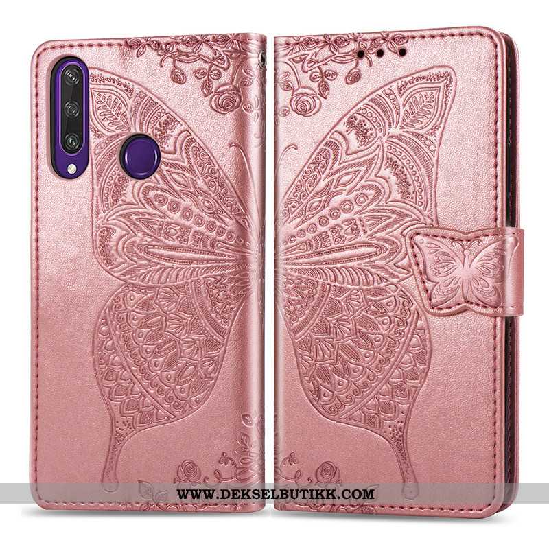 Etui Huawei Y6p Beskyttelse Folio Hengende Ornamenter Blomster Grå, Deksel Huawei Y6p Skinndeksel Bi