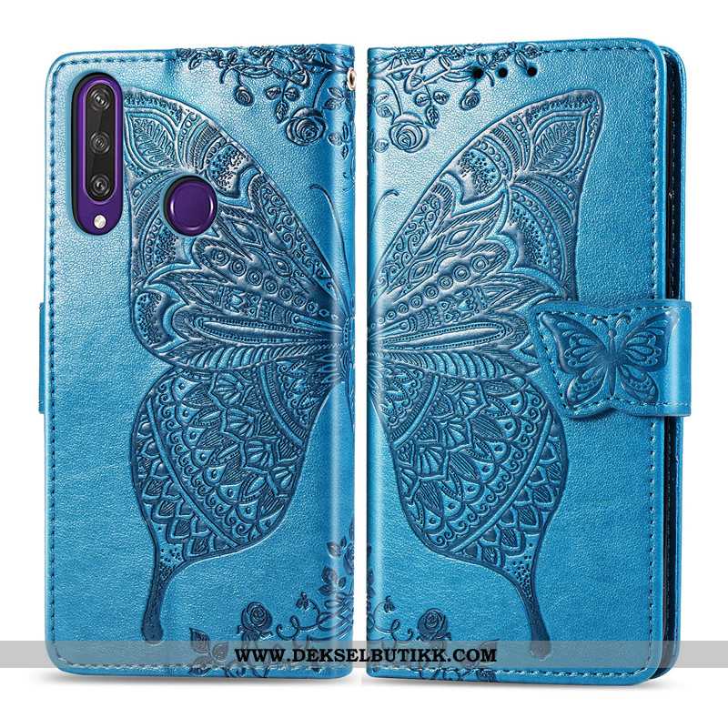 Etui Huawei Y6p Beskyttelse Folio Hengende Ornamenter Blomster Grå, Deksel Huawei Y6p Skinndeksel Bi