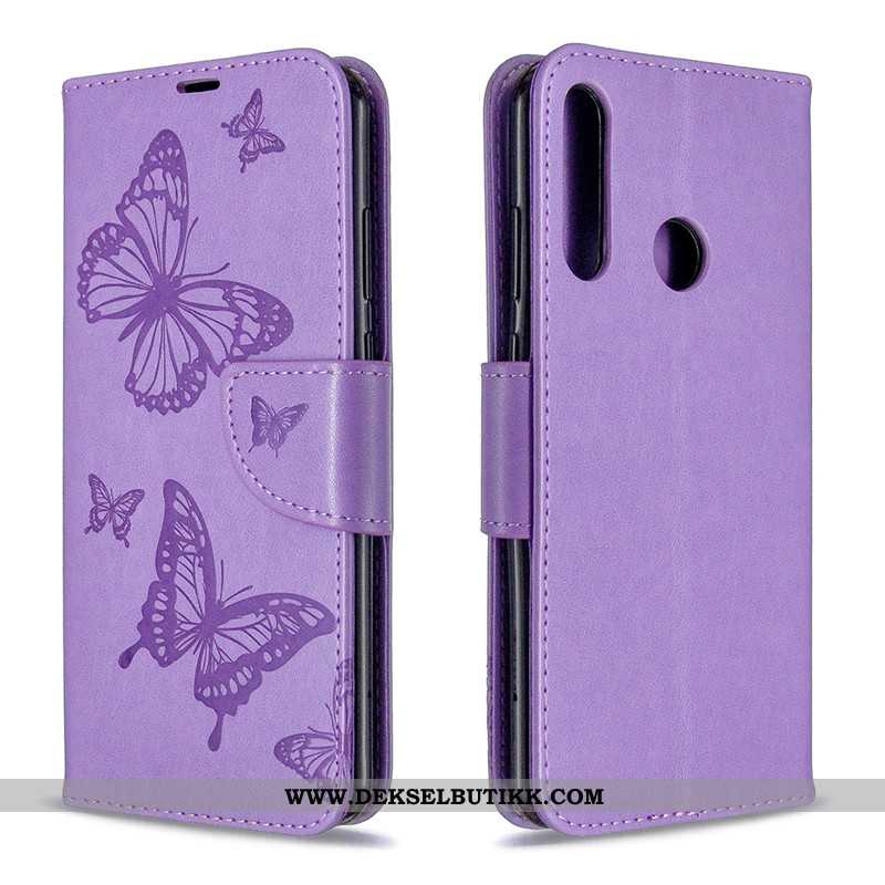 Etui Huawei Y6p Hengende Ornamenter Preging Beskyttelse Lilla, Deksel Huawei Y6p Relieff Billige