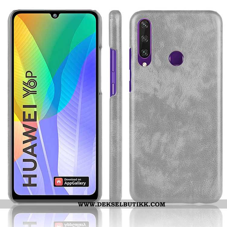 Etui Huawei Y6p Mønster Deksel Anti-fall Litchi Svart, Huawei Y6p Trend Til Salgs