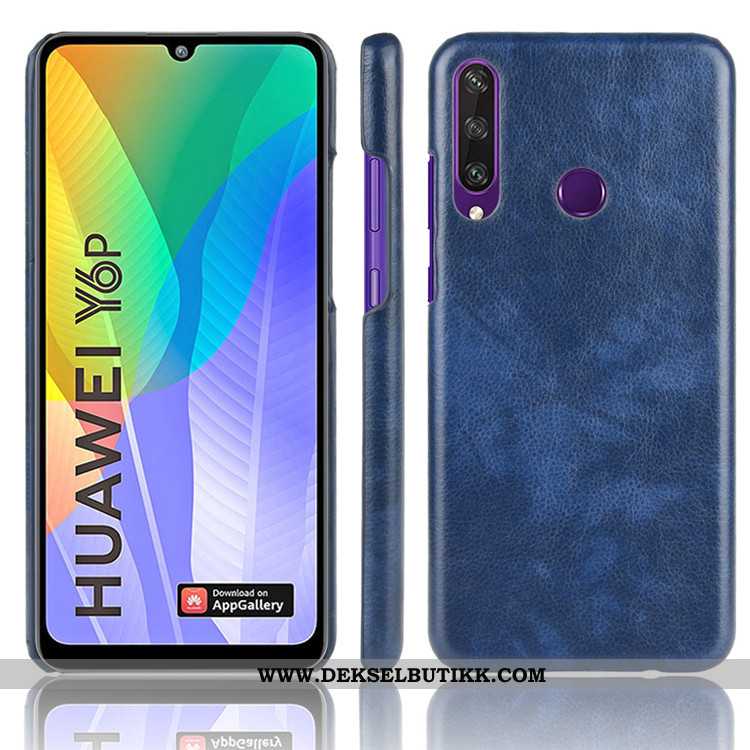 Etui Huawei Y6p Mønster Deksel Anti-fall Litchi Svart, Huawei Y6p Trend Til Salgs