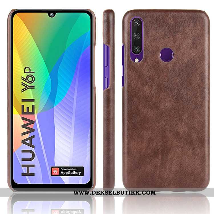 Etui Huawei Y6p Mønster Deksel Anti-fall Litchi Svart, Huawei Y6p Trend Til Salgs