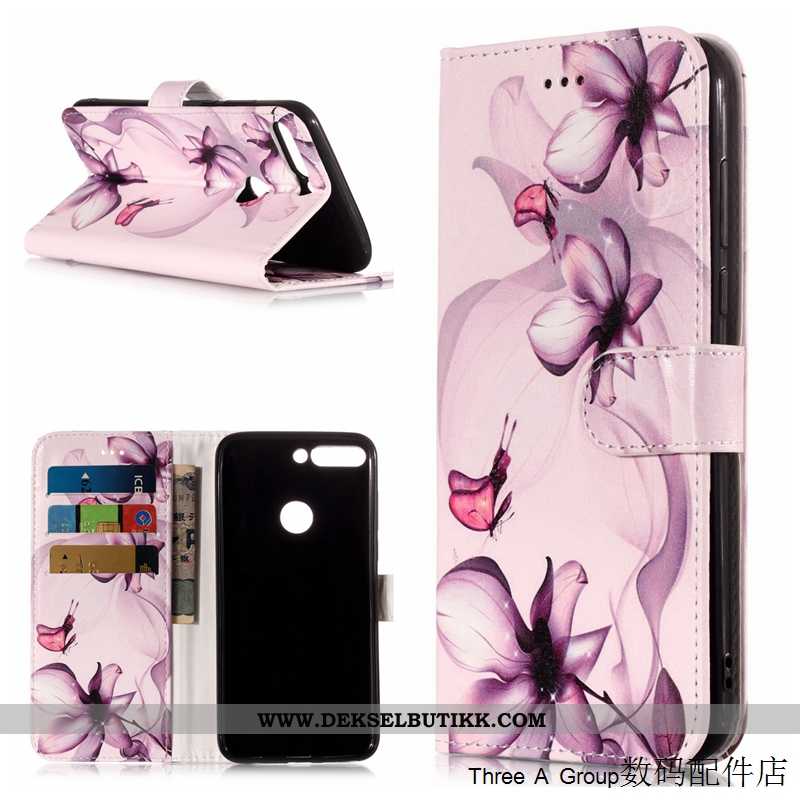 Etui Huawei Y7 2020 Beskyttelse Deksel Folio Rosa, Huawei Y7 2020 Skinndeksel Billig