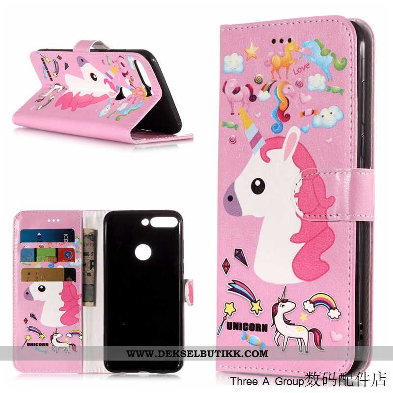 Etui Huawei Y7 2020 Beskyttelse Deksel Folio Rosa, Huawei Y7 2020 Skinndeksel Billig