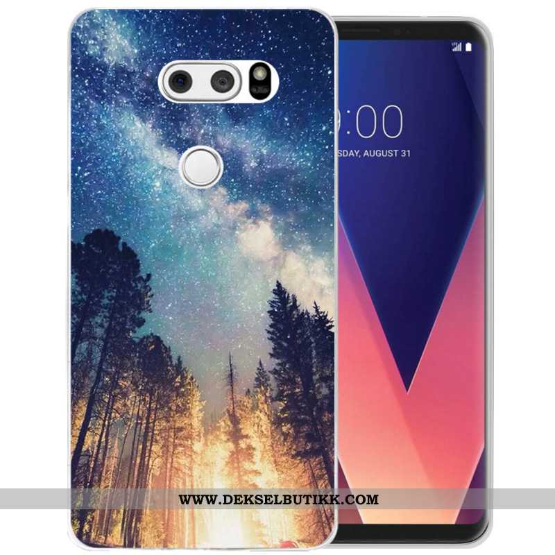 Etui Lg V30 Vakker Net Red Stjernene Gjennomsiktig Mørkeblå, Deksel Lg V30 Trend Tilbud