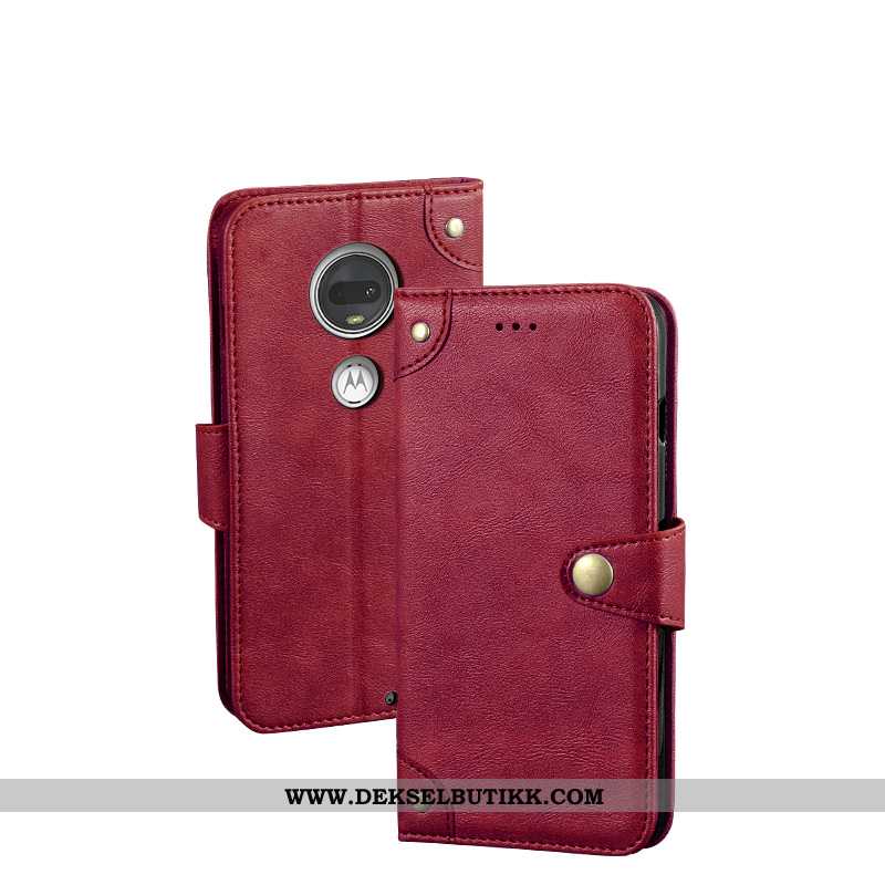 Etui Moto G7 Vintage Beskyttelse Clamshell Europa Svart, Deksel Moto G7 Lommebok Salg