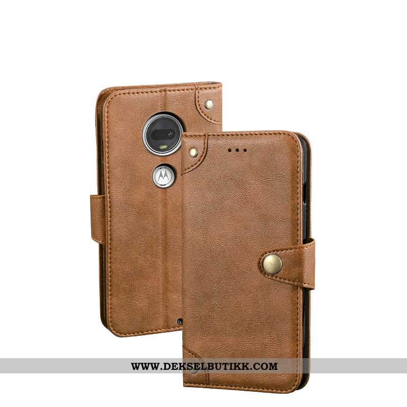 Etui Moto G7 Vintage Beskyttelse Clamshell Europa Svart, Deksel Moto G7 Lommebok Salg