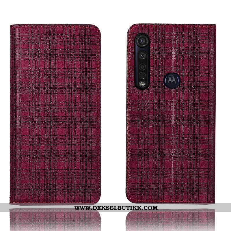 Etui Moto G8 Plus Beskyttelse Folio Svart, Deksel Moto G8 Plus Skinndeksel Salg