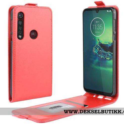 Etui Moto G8 Plus Beskyttelse Rød Mobiltelefon Clamshell, Deksel Moto G8 Plus Skinndeksel Billige